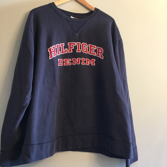 Vintage Tommy Hilfiger Navy Letter Sweatshirt XXL - Picture 2 of 5